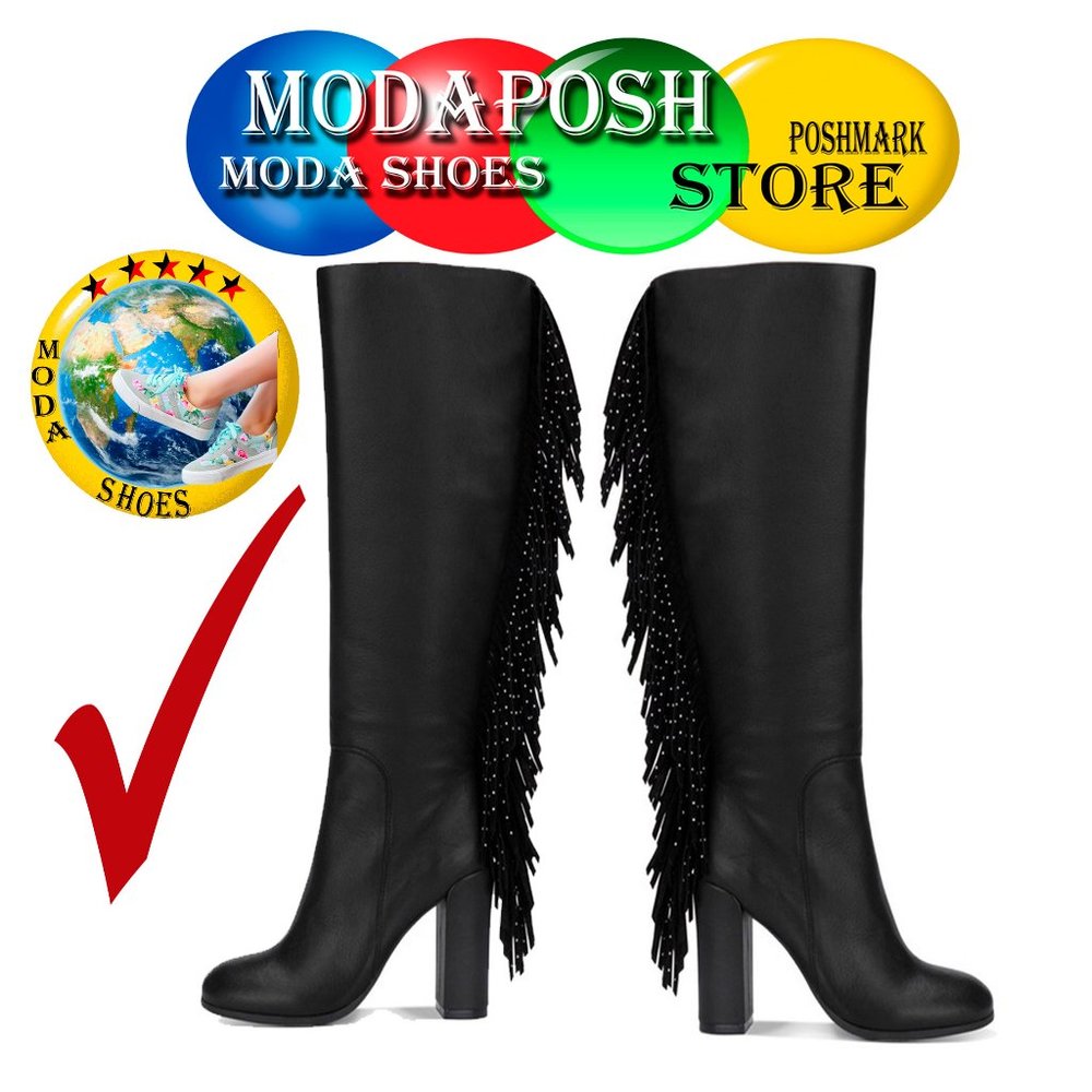 Kenneth Cole Justin Fringe Women Boots Studs Size- 8-M COD/195